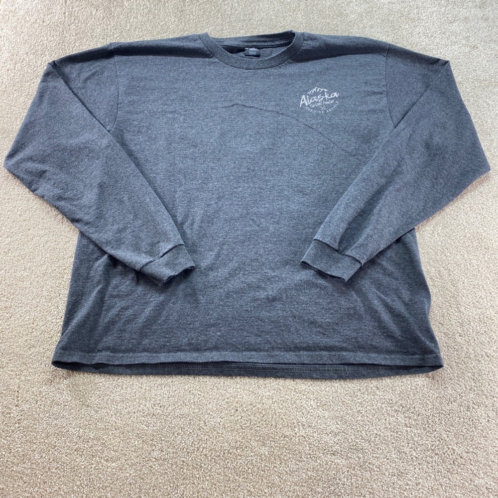 Prairie Mountain Alaska Shirt Mens XL Gray‎ Long Sleeve Graphic Souvenir Tee
